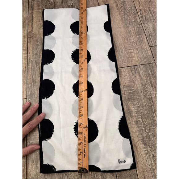 Vera Neuman Women's Black White Polka Dots Rectangle Scarf - Picture 5 of 6